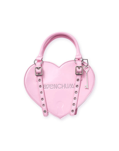 Lock the heart key ring chain bag