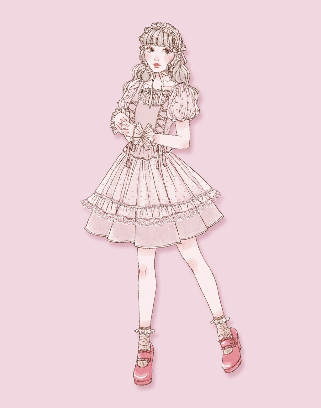 mellfy memory Love to Doll lace up Blouse