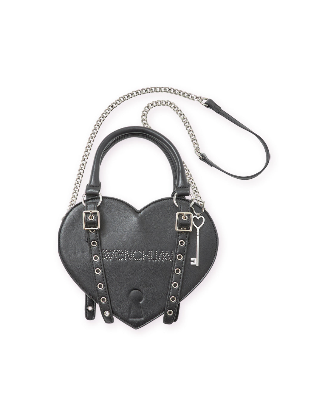 Lock the heart key ring chain bag