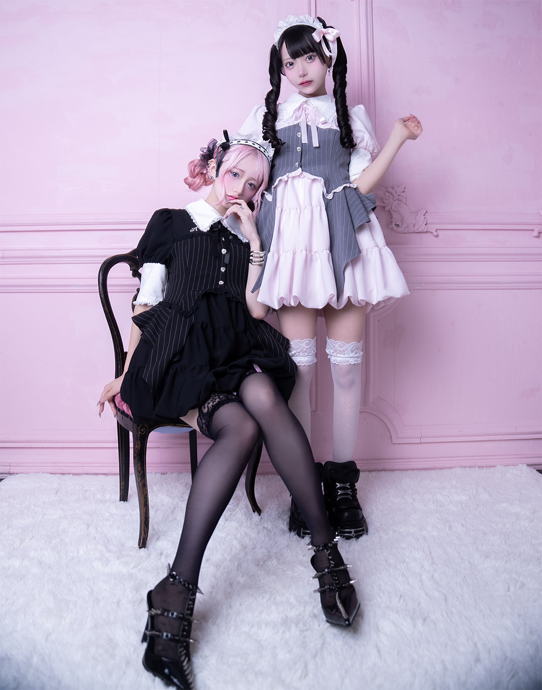 <Deliver in Late September> AVENCHUMU Stripe ruffle frill corset balloon one piece