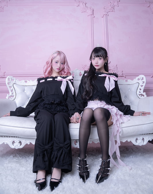 AVENCHUMU Off shoulder satin ribbon tops