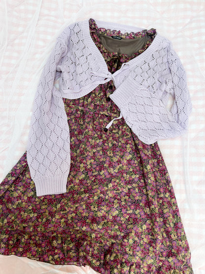 GRL Front Tie Long Sleeved Bolero Cardigan (Purple)