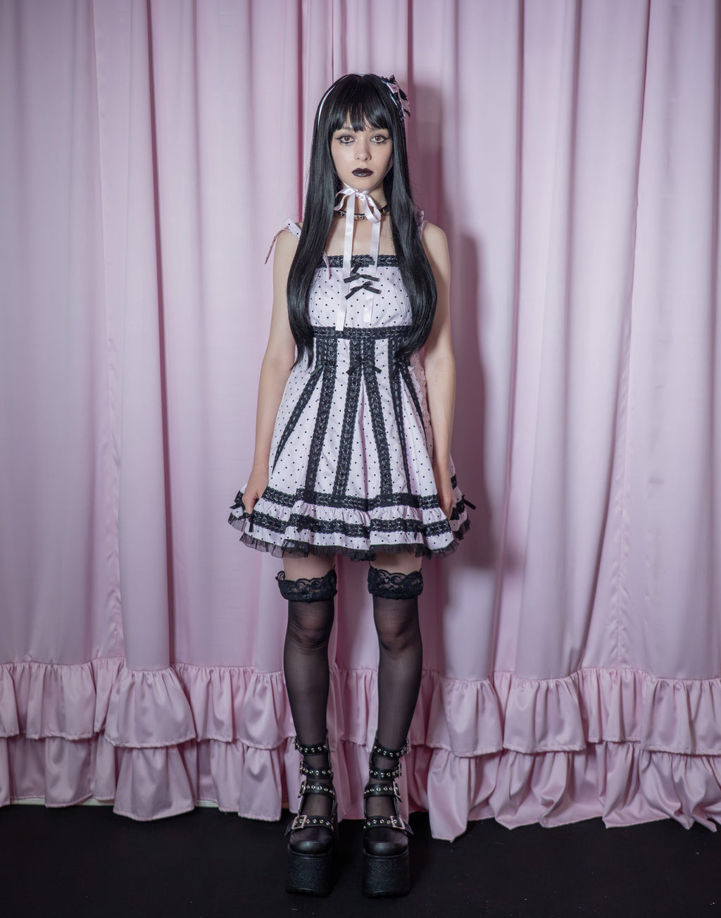 AVENCHUMU Ribbon belt lace and ribbon bad girl one piece