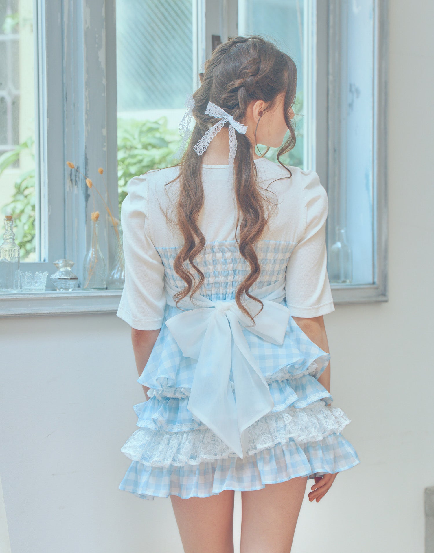 (Pre-order) mellfy memory Milky gingham puff tops