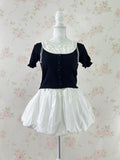 Milk Maid Organdy Bow Top (Black)