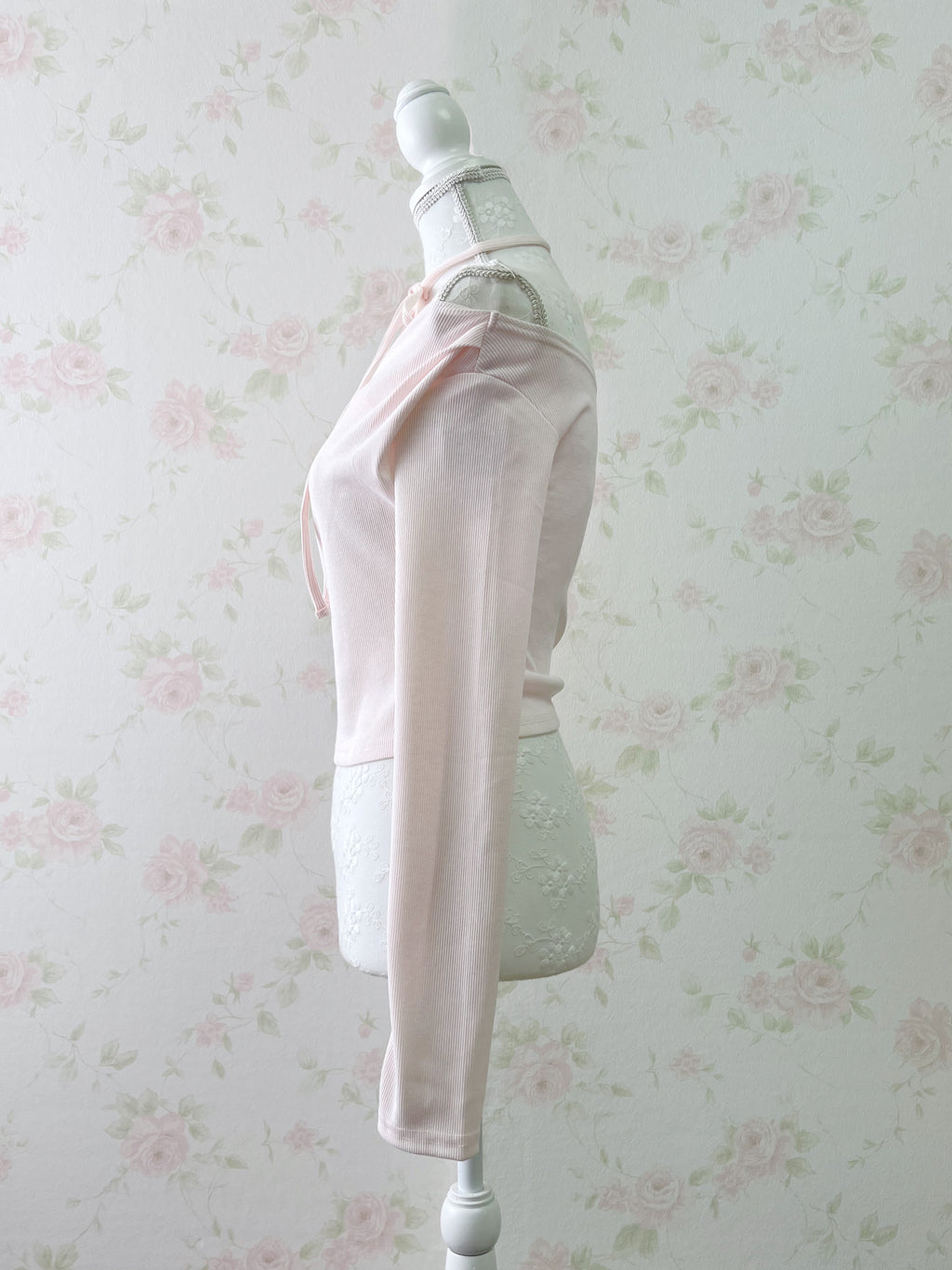 Side String Tie Drape Top (Baby Pink)