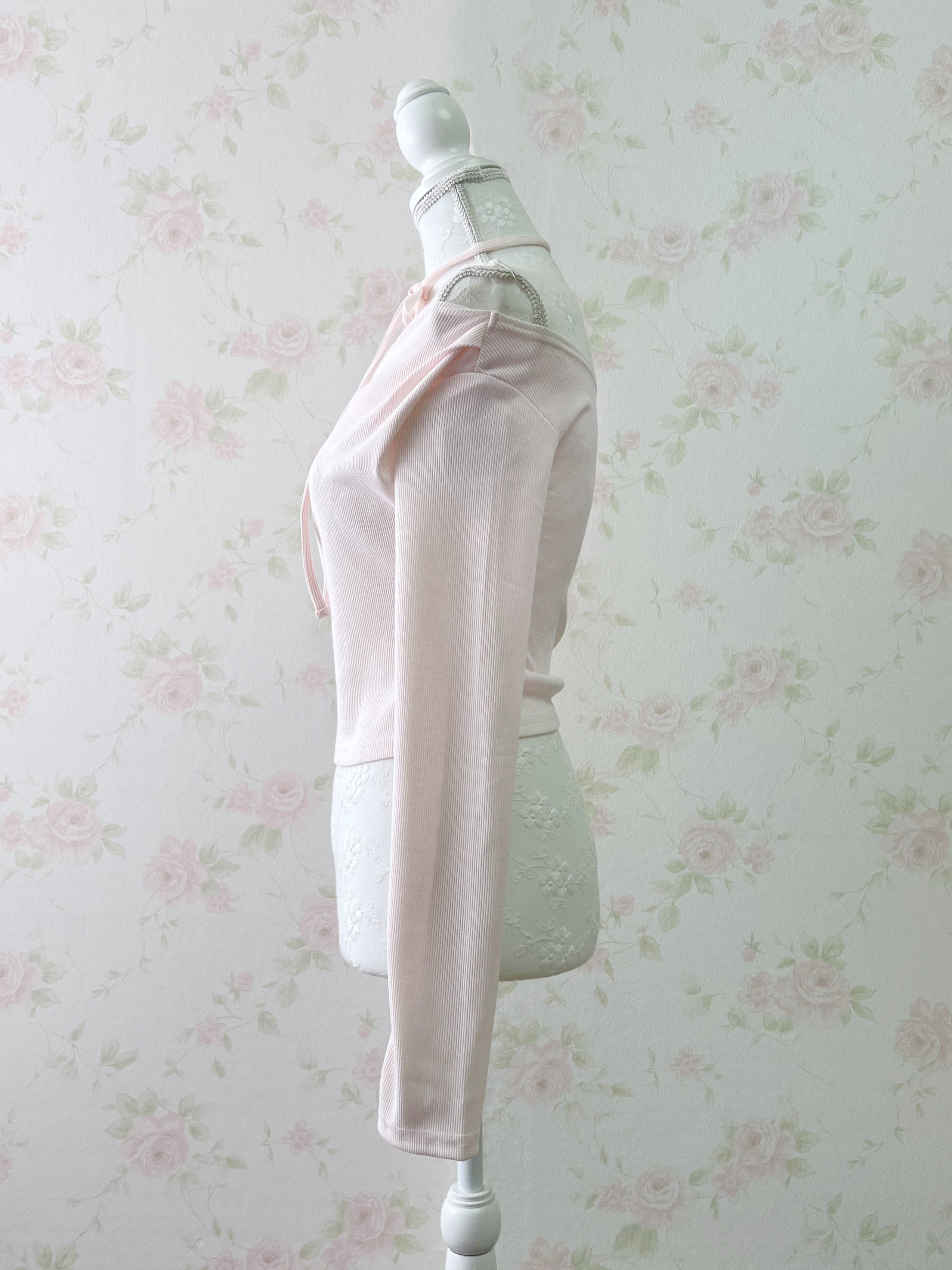 Side String Tie Drape Top (Baby Pink)