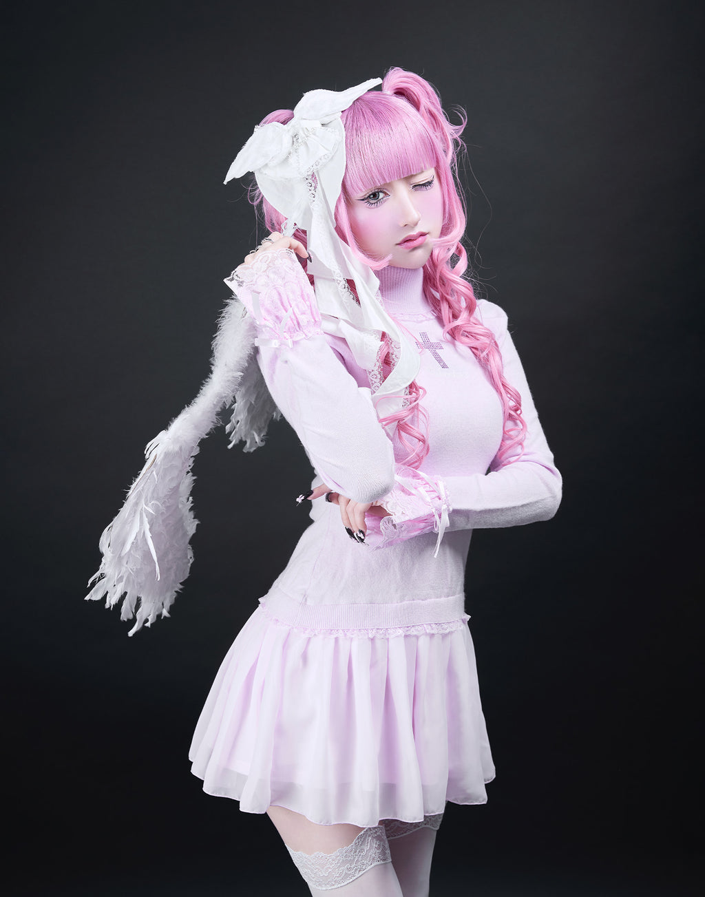 AVENCHUMU Angel feather knit one-piece
