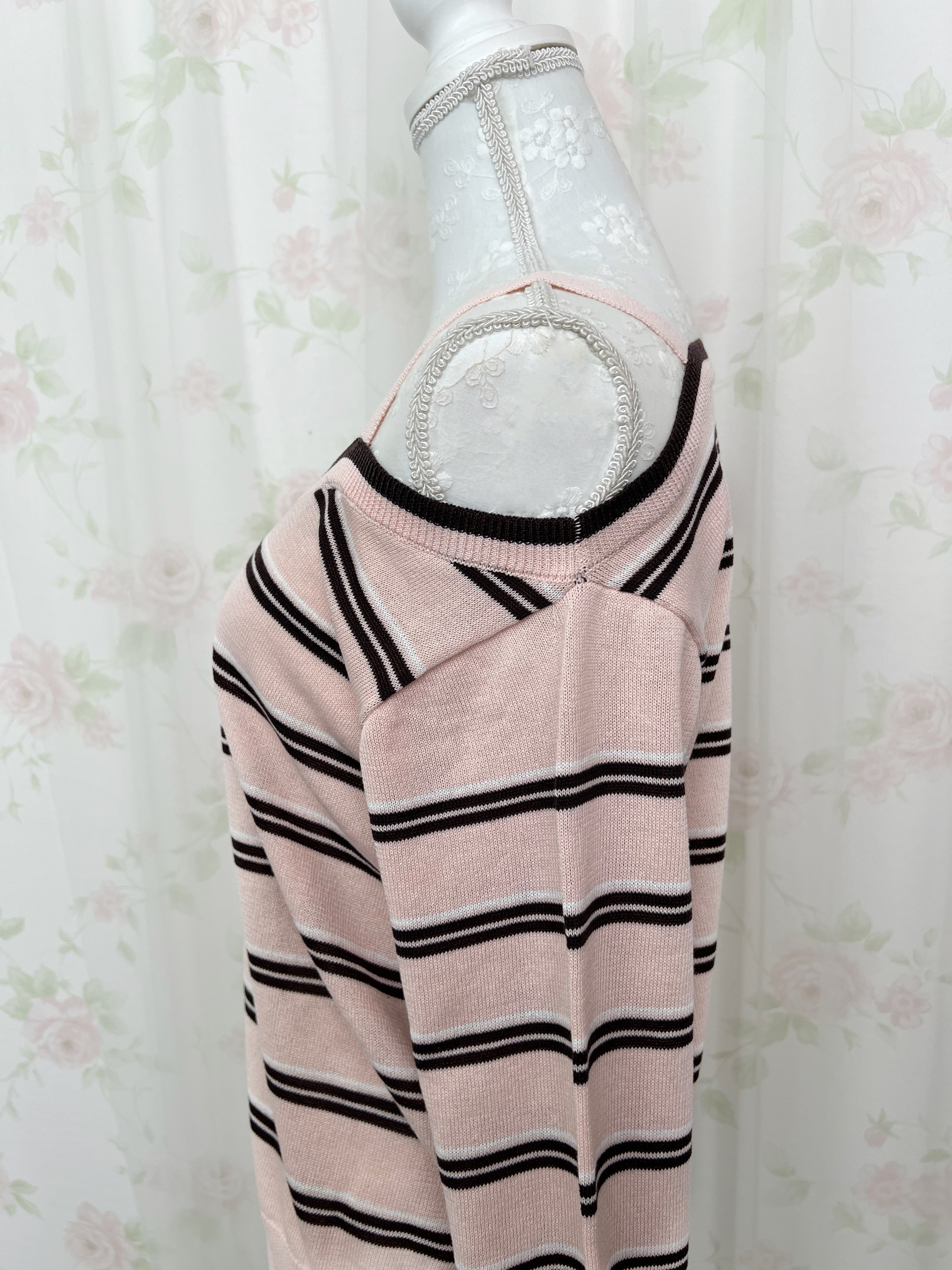 One Shoulder Border Top (Pink)