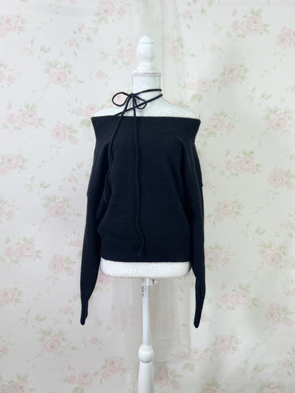 GRL Choker Off Soulder Sweater (Black)
