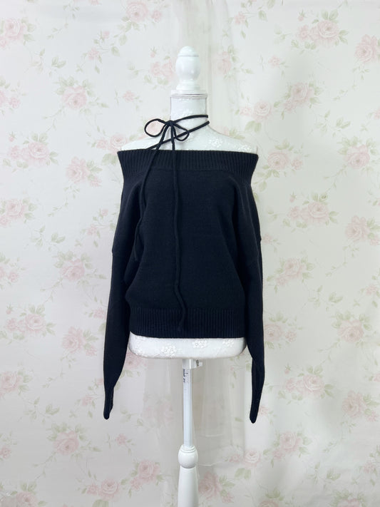 GRL Choker Off Soulder Sweater (Black)