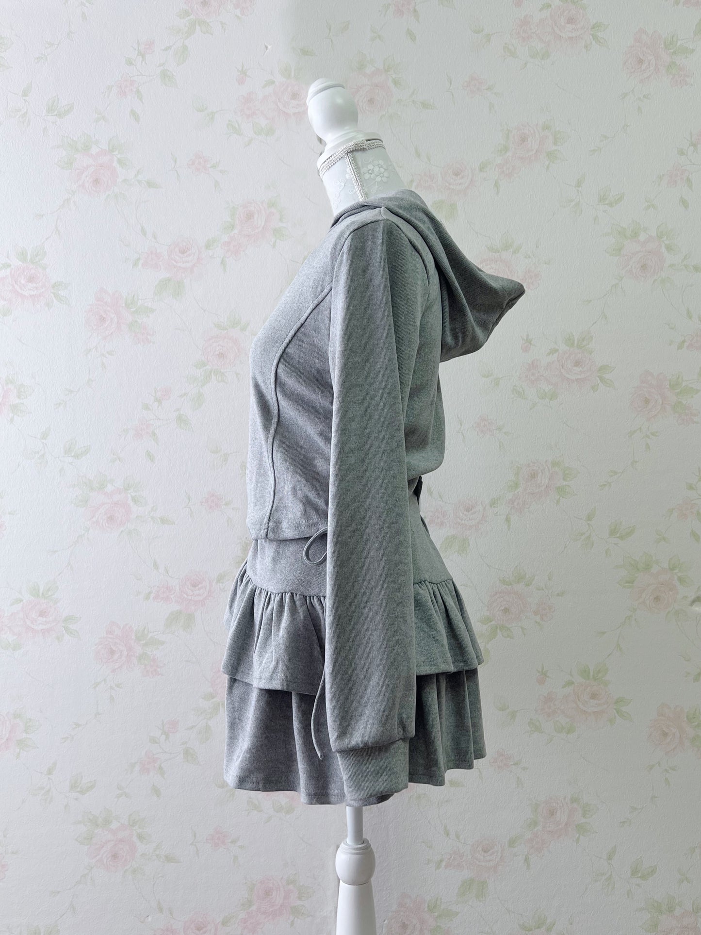 GRL Side Strings Hoodie Skirt Set