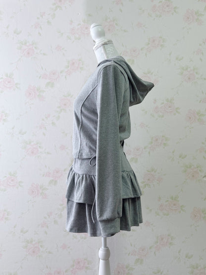 GRL Side Strings Hoodie Skirt Set