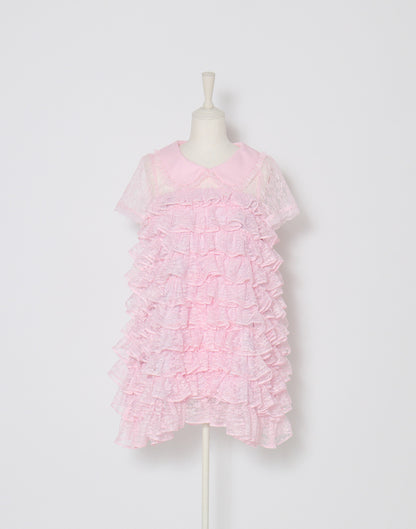 AVENCHUMU Full of frills lace tiered dress