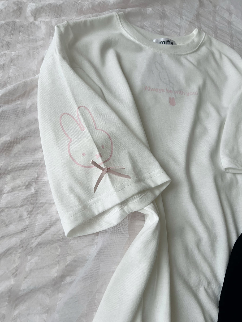miffy Sleeve Face Print T-Shirt (White)