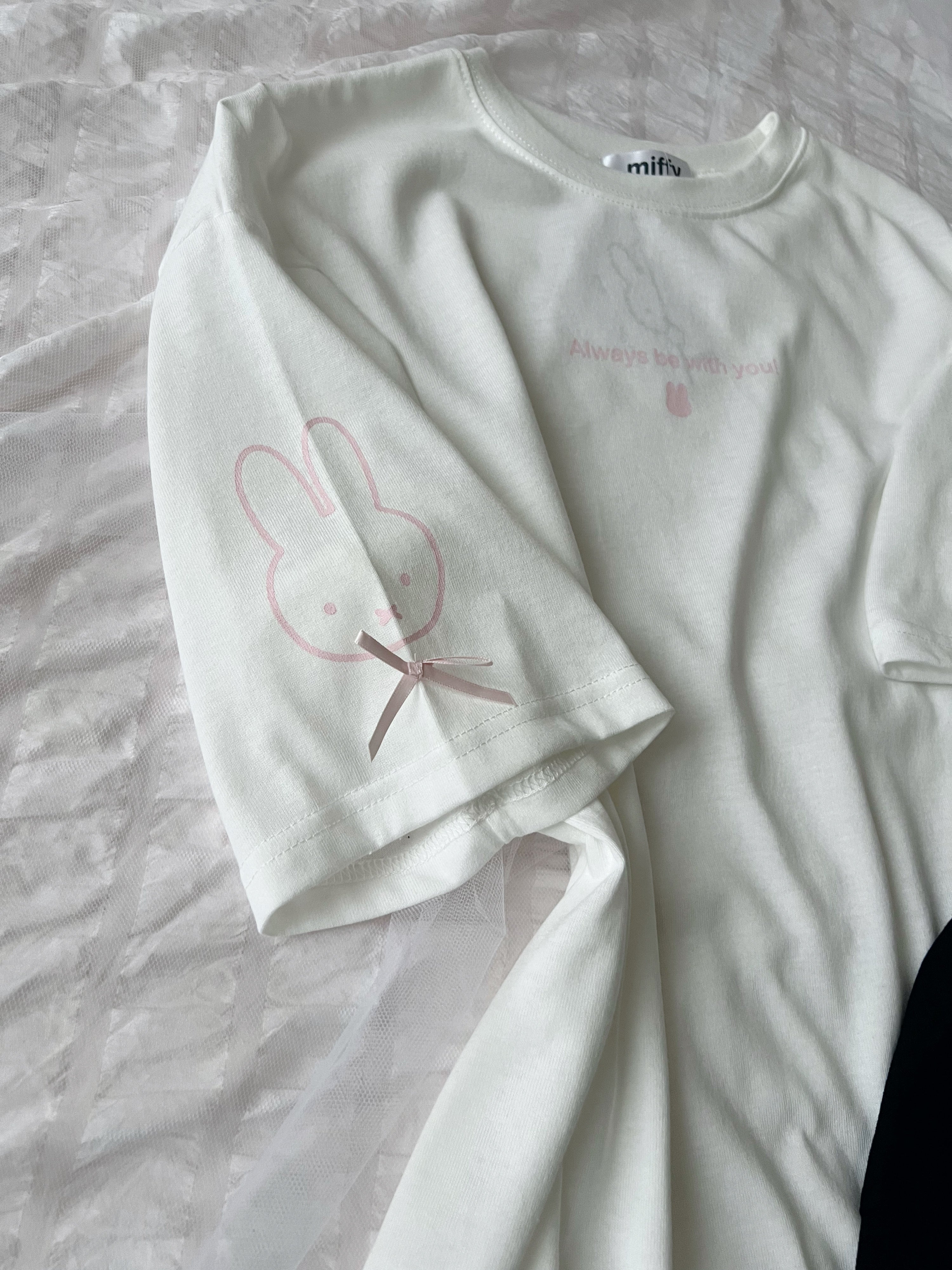 miffy Sleeve Face Print T-Shirt (White)