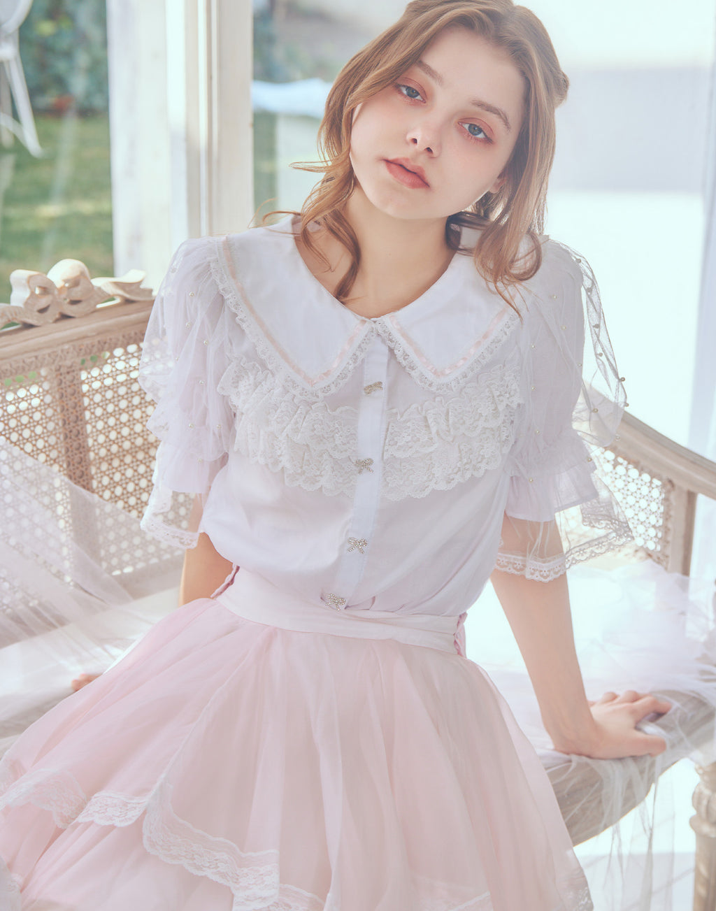 mellfy memory Sweet whipped ribbon blouse