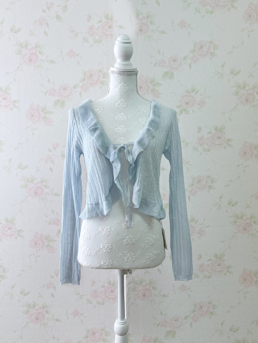 Shoujo Frilled Hem Cardigan (Blue)