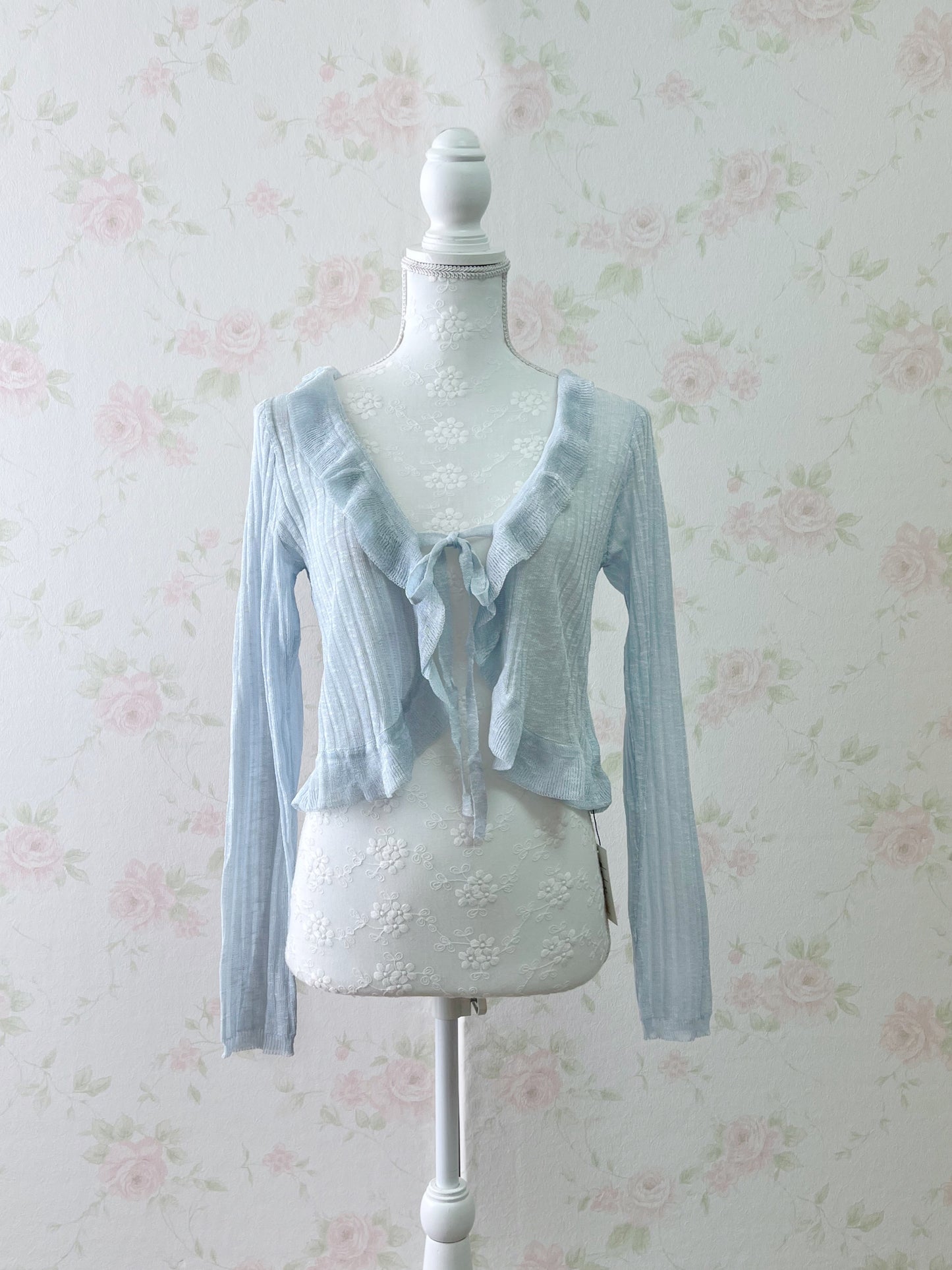 GRL Shoujo Frilled Hem Cardigan (Blue)