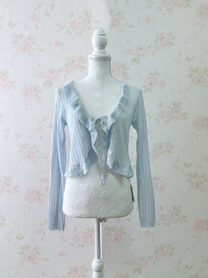GRL Shoujo Frilled Hem Cardigan (Blue)