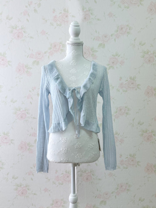 GRL Shoujo Frilled Hem Cardigan (Blue)