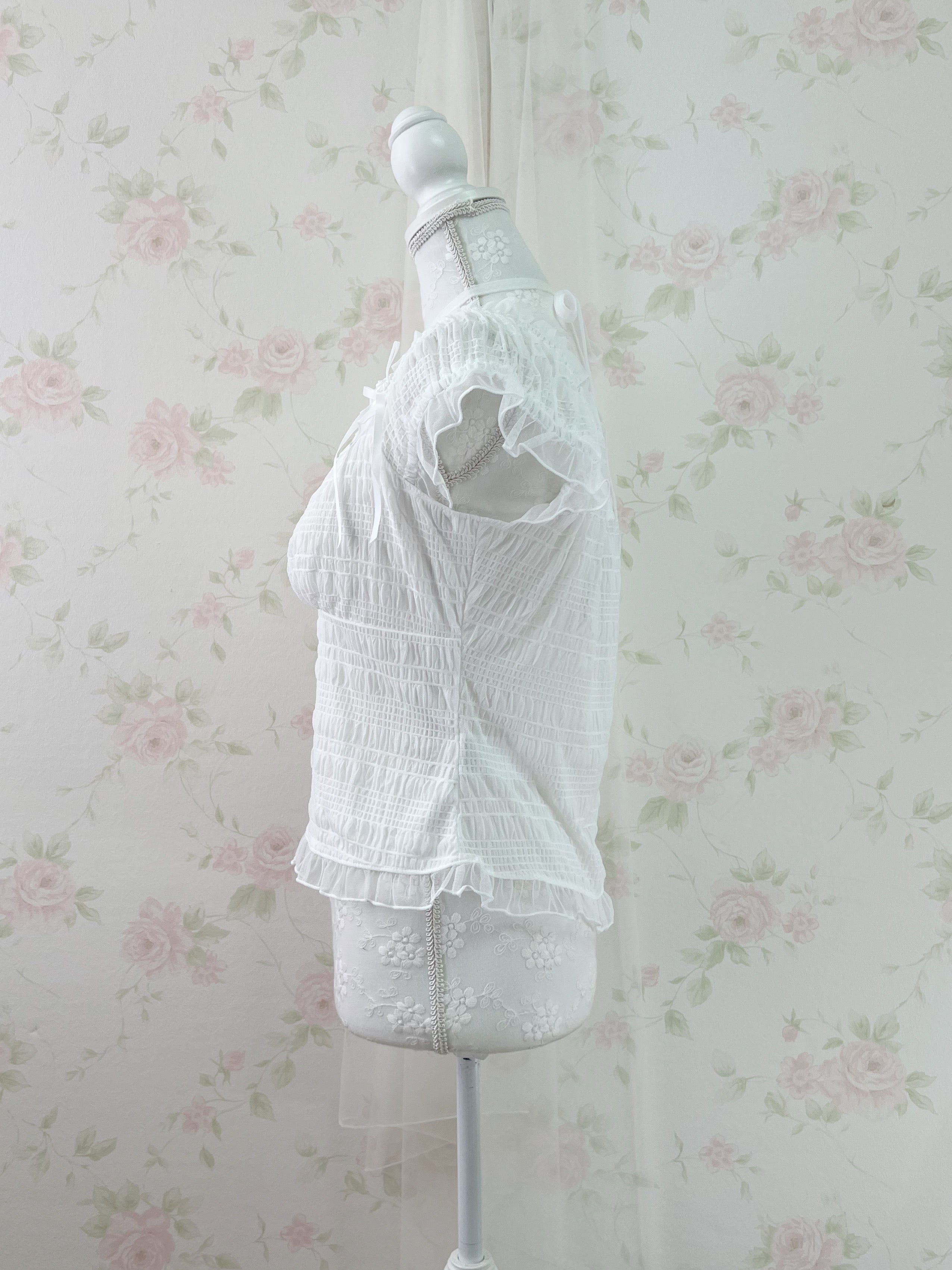 axes femme Side Ribbon Cross String Top (White)