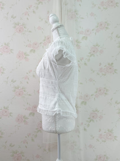 axes femme Side Ribbon Cross String Top (White)