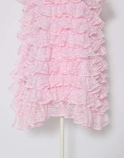 AVENCHUMU Full of frills lace tiered dress