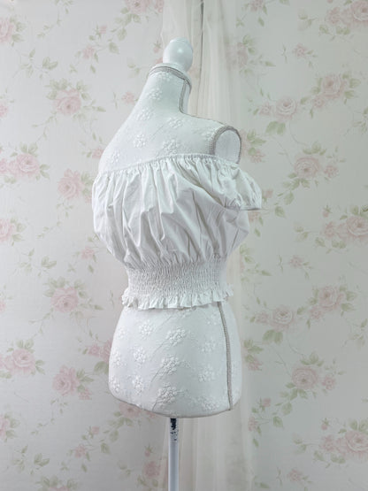 GRL 2 Way Shoulder Cotton Blouse (White)