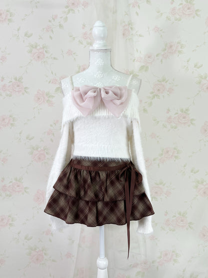 GRL Pearl Strap Off Soulder Sweater (White)