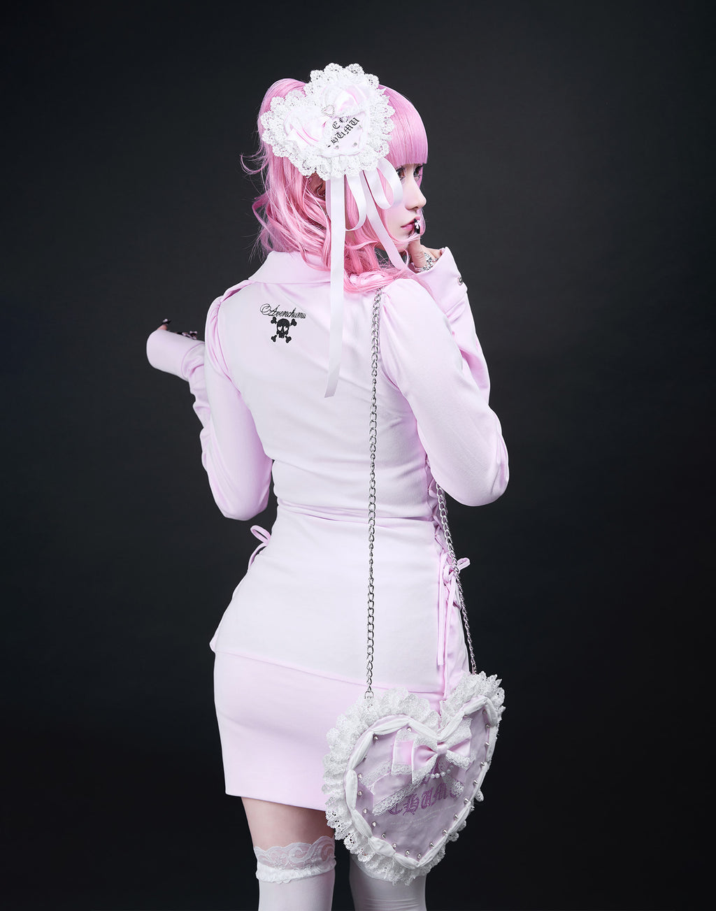 AVENCHUMU Zip-up shirt collar shirring one-piece