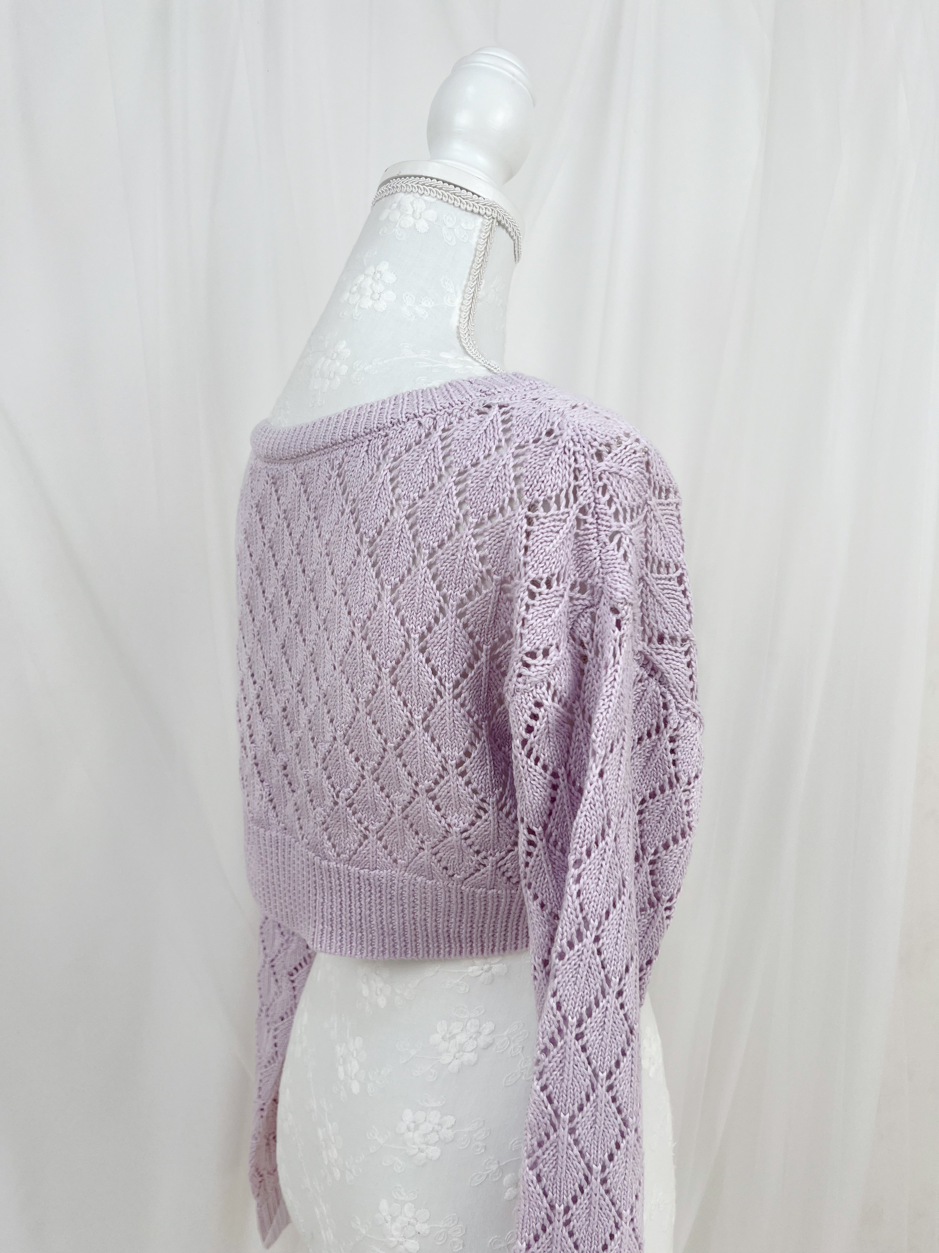 Front Tie Long Sleeved Bolero Cardigan (Purple)