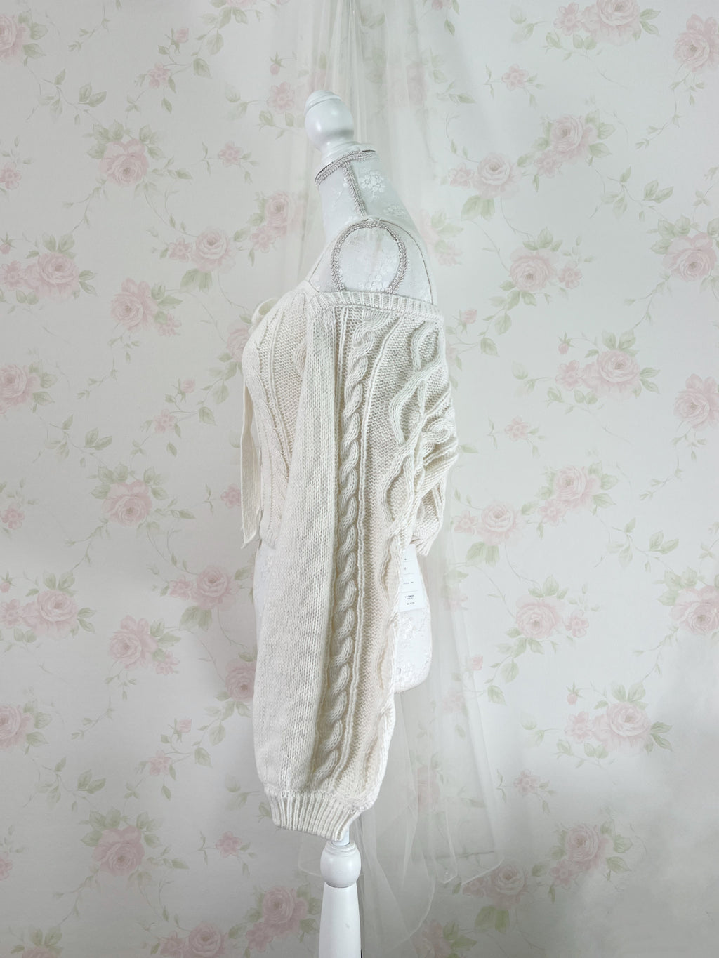 Cardigan Moe Sleeve Camisole Set (Ivory)