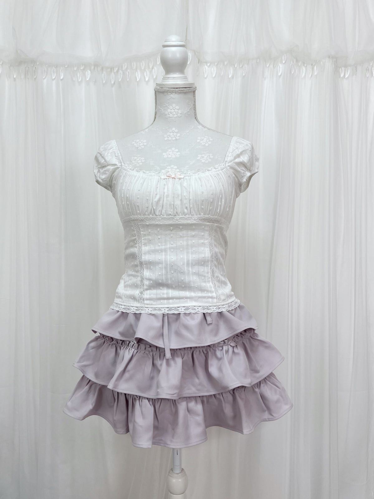 evelyn Tiered Laced Up Skirt (Pink)