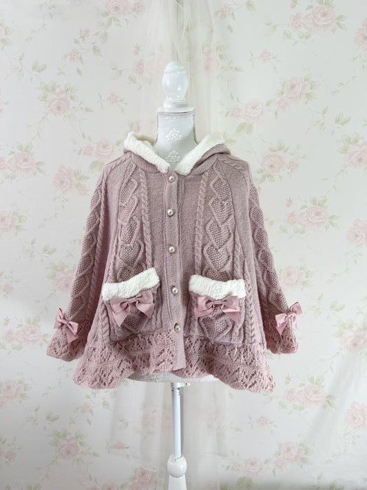 axes femme RIbbon Boa Poncho (Pink)