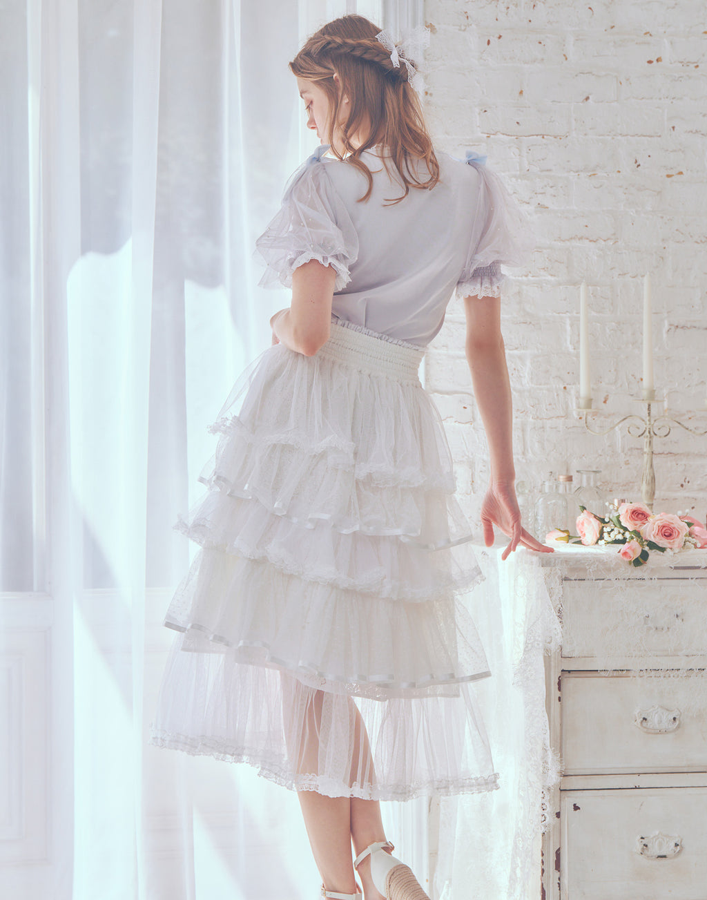 mellfy memory Dolly frill knit tops
