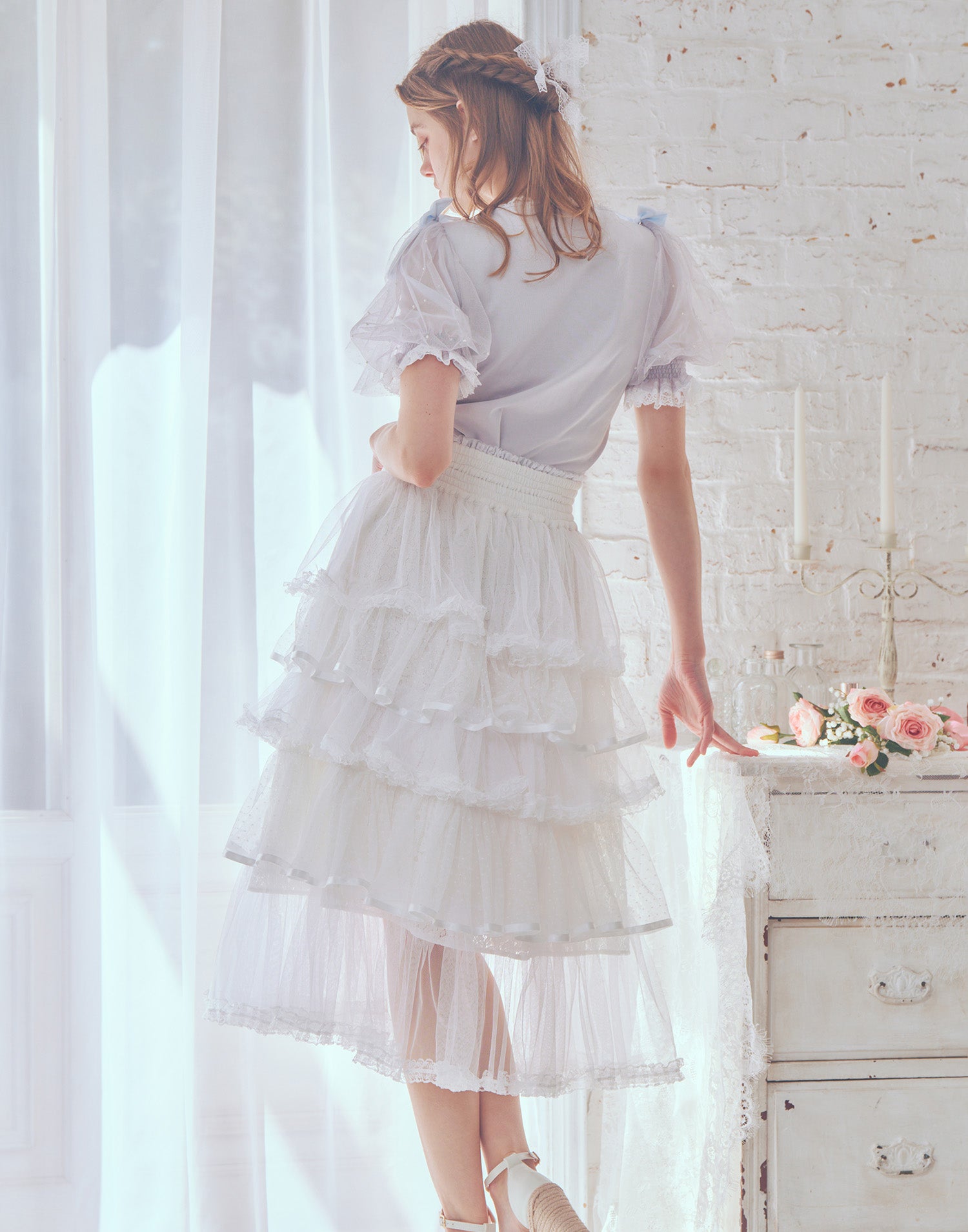 mellfy memory Dolly frill knit tops