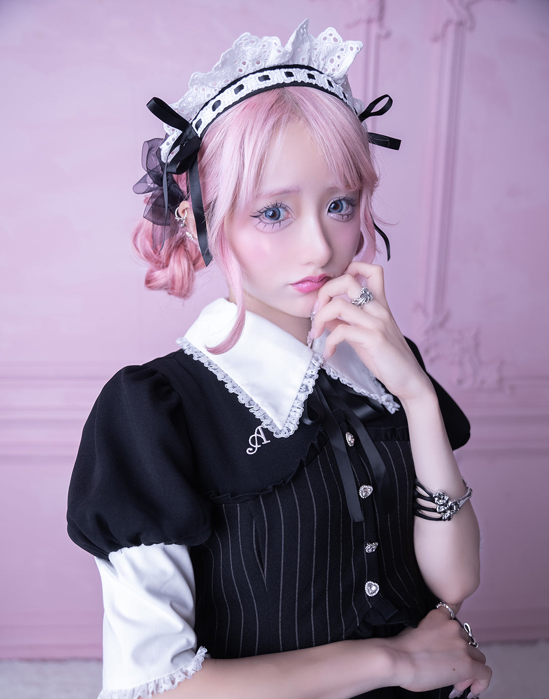 <Deliver in Late September> AVENCHUMU Stripe ruffle frill corset balloon one piece
