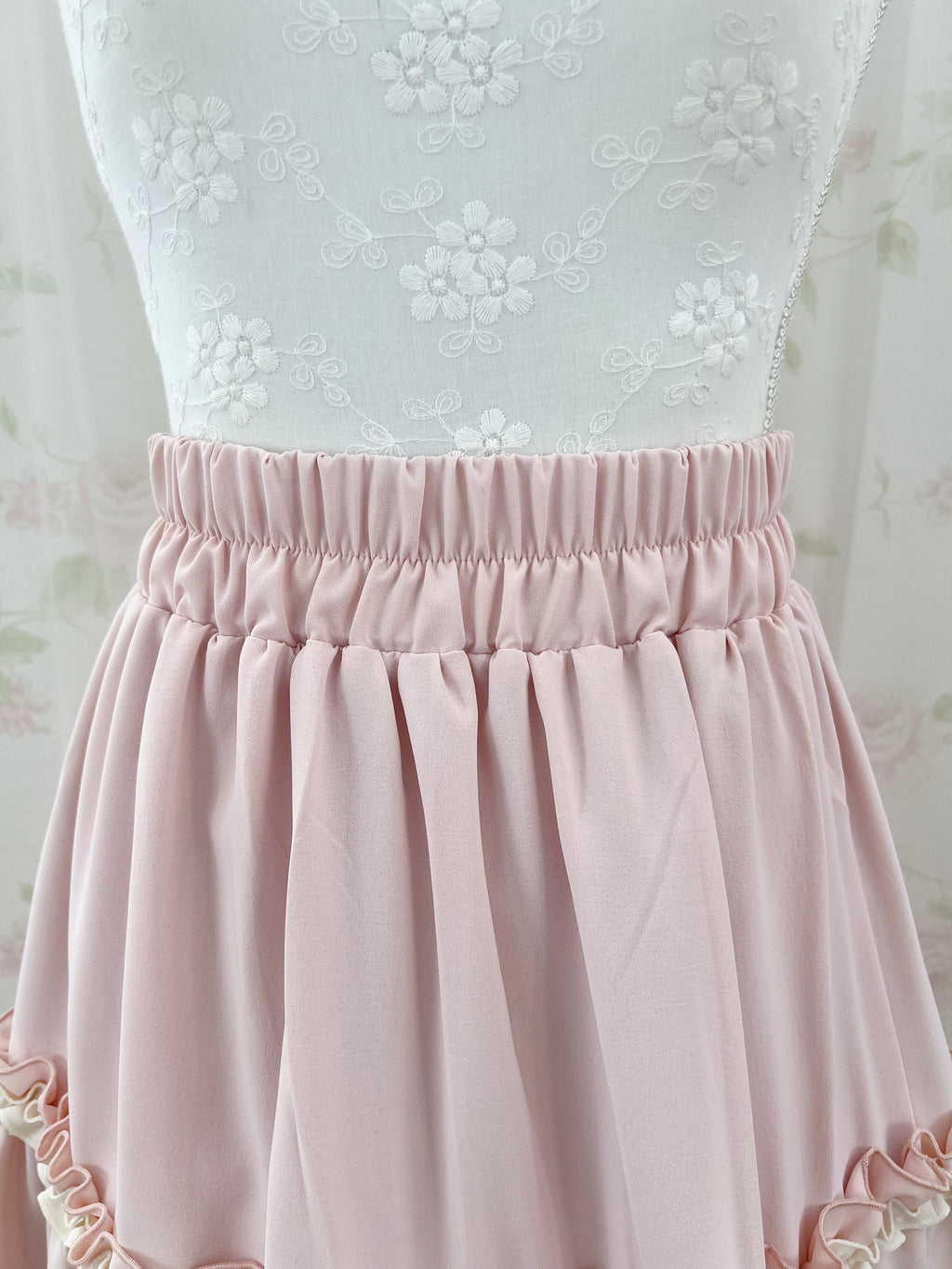 axes femme Shoujo Tiered Long Skirt (Pink)