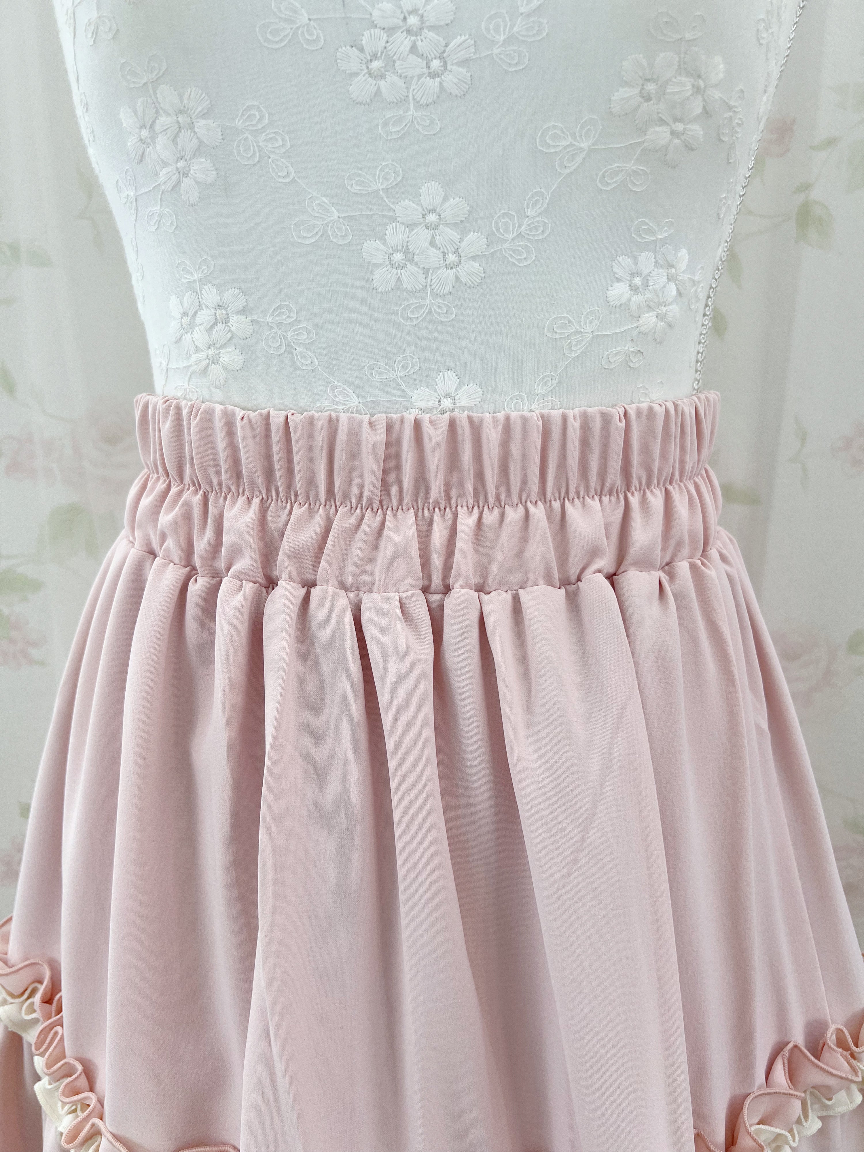 axes femme Shoujo Tiered Long Skirt (Pink)