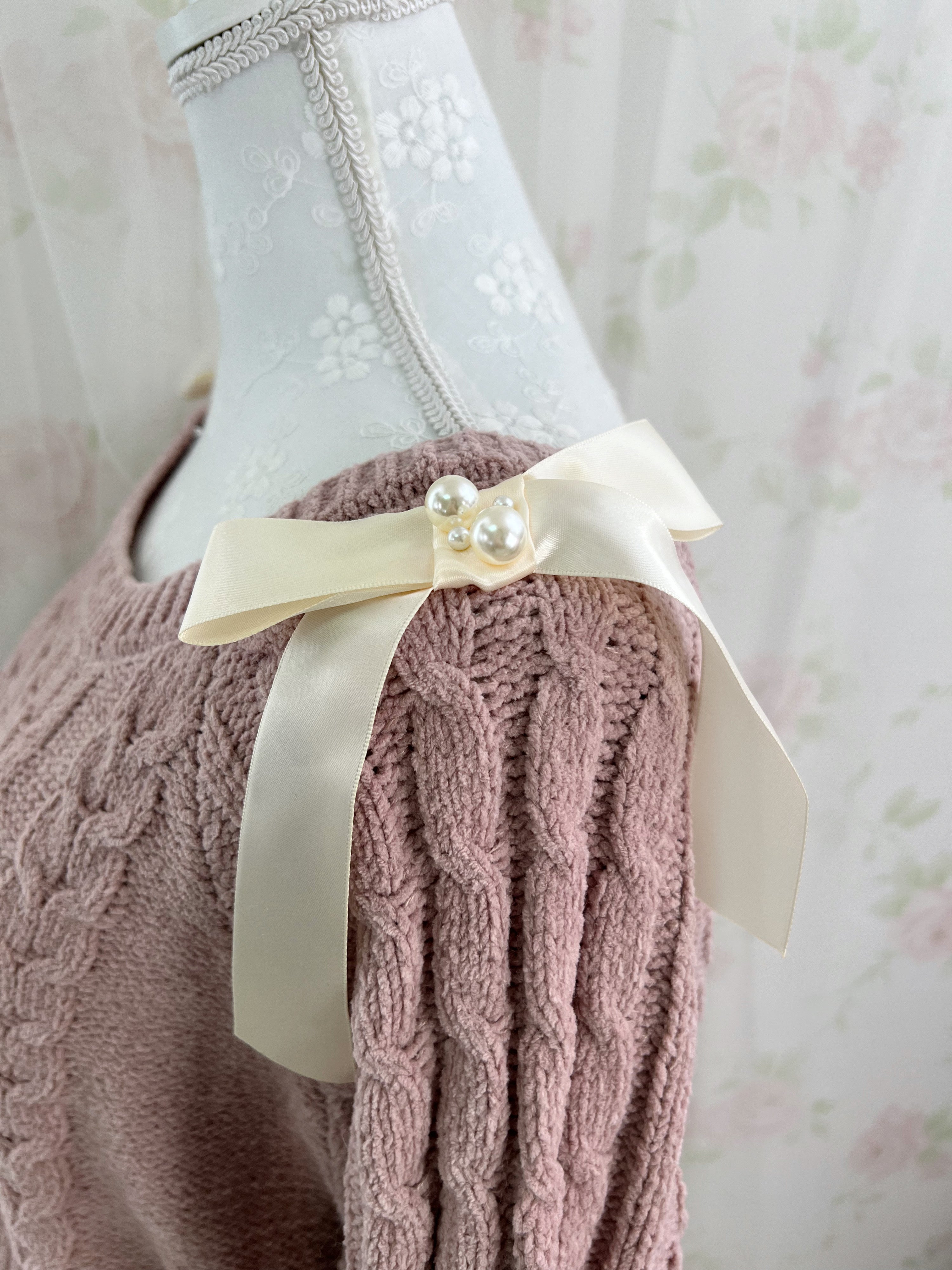 Shoulder Bow Sweater (Pink)