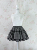 2 Layered Checked Skirt (Gray)