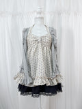 Halter Neck Petite Floral Tunic Top (Gray Blue)