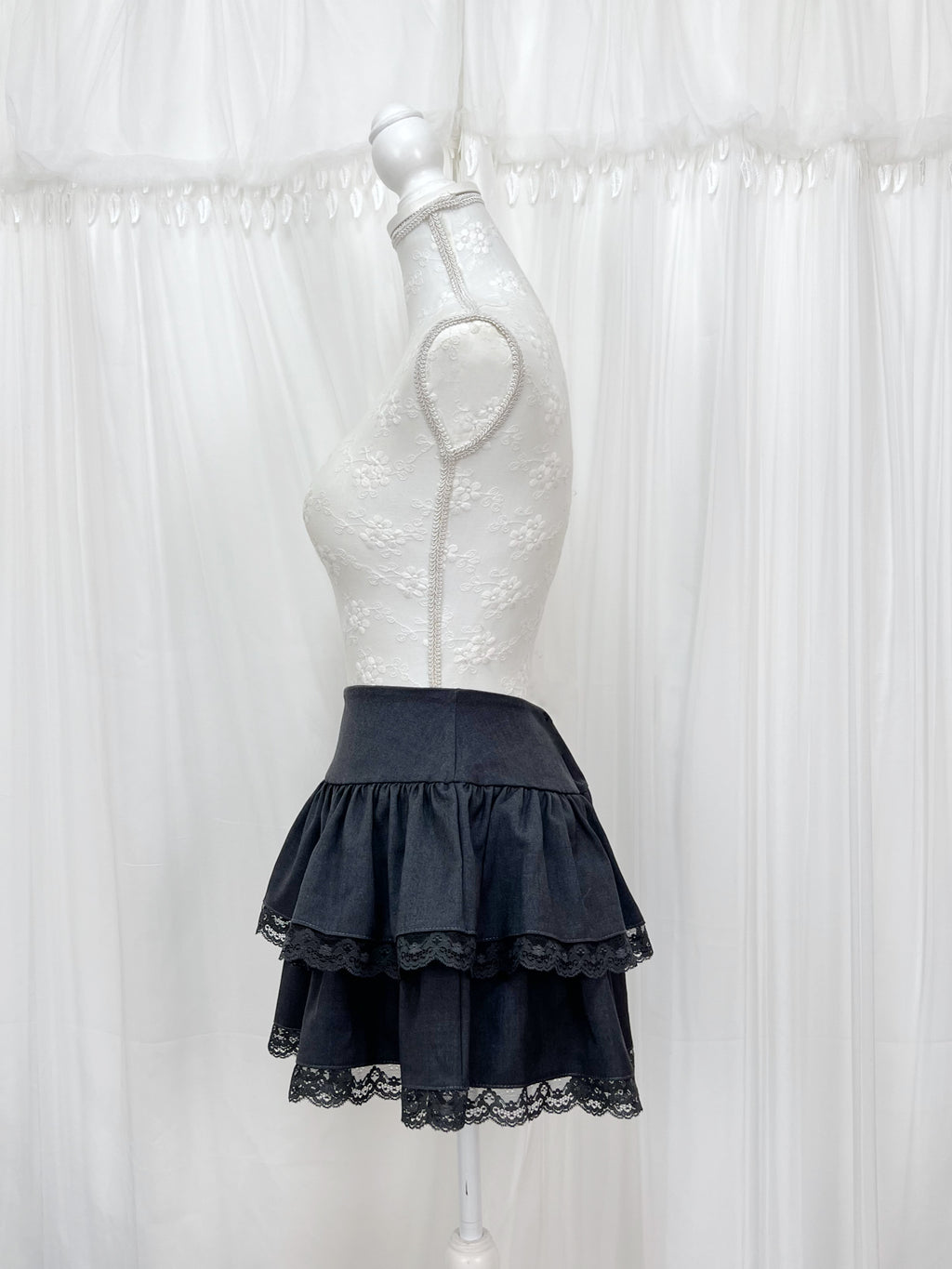 Layered Lace Hem Sukapan (Dark Gray)