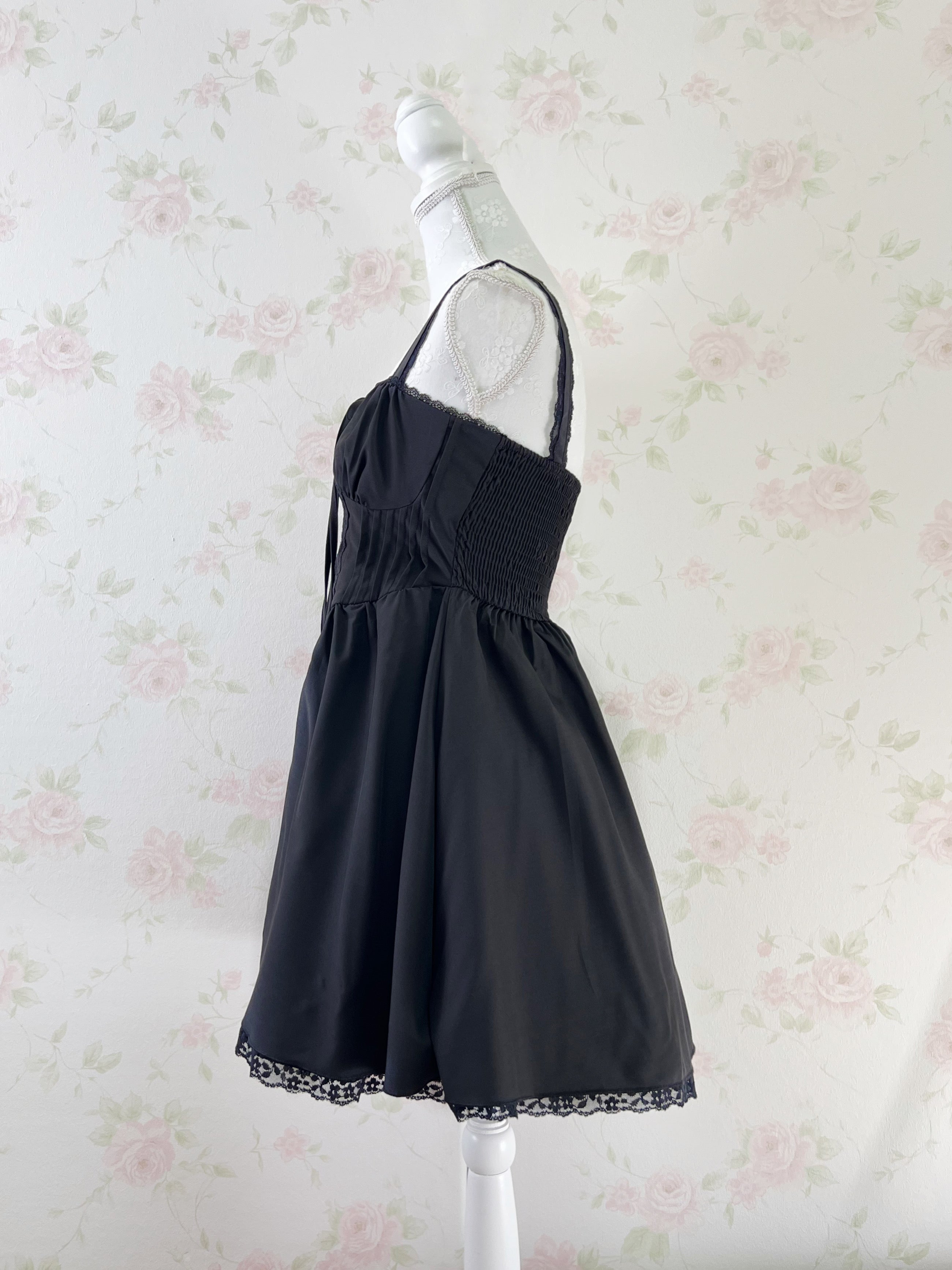 Corset Style A Line Dress (Black)