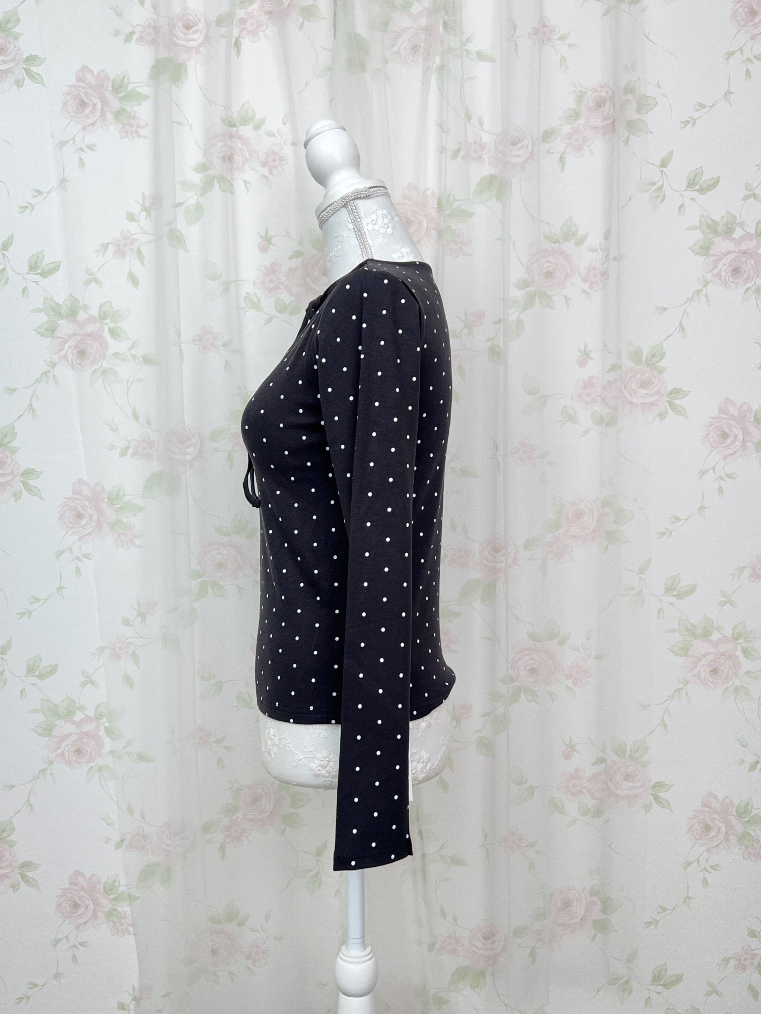 Polka Dot Halter Neck Top (Black)