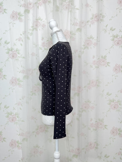 Polka Dot Halter Neck Top (Black)