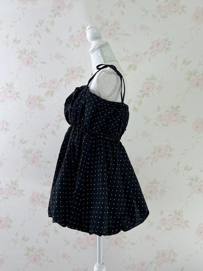 GRL Polka Dot Balloon Tunic Top  (Black)
