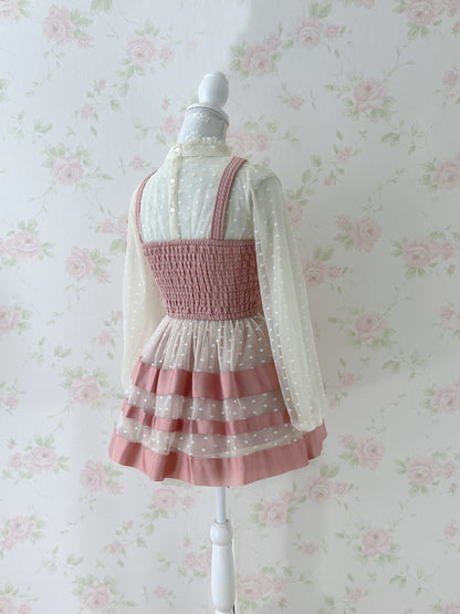 (9% OFF) LIZ LISA Heart Tulle Laced Up Tunic Top (Pink)