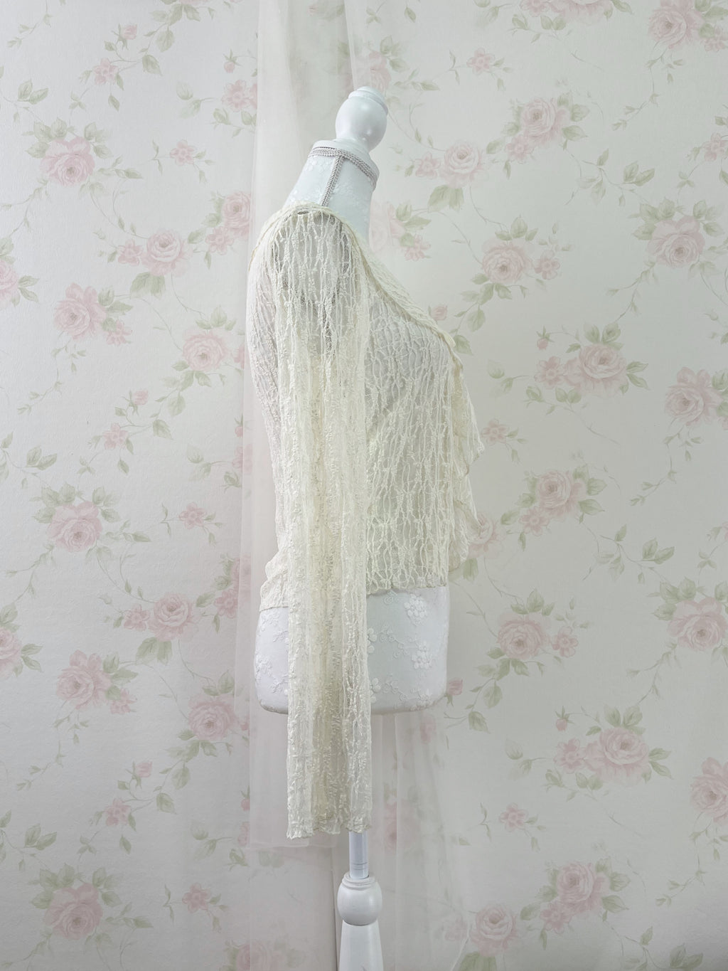 Clear Lacy Ruffled Cardigan (Ivory)